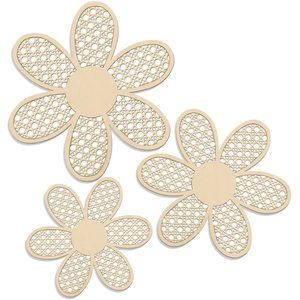 3 Pieces Boho Daisy Wall Decor Natural Rattan Flower Wall Hanging Art Wooden🌷